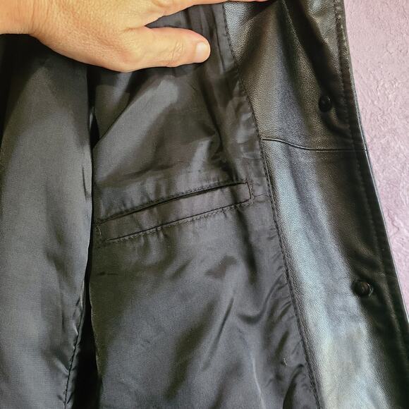 Kenneth Cole Reaction Y2K Soft Black Leather Lined Jacket Blazer Women's L - Picture 6 of 11